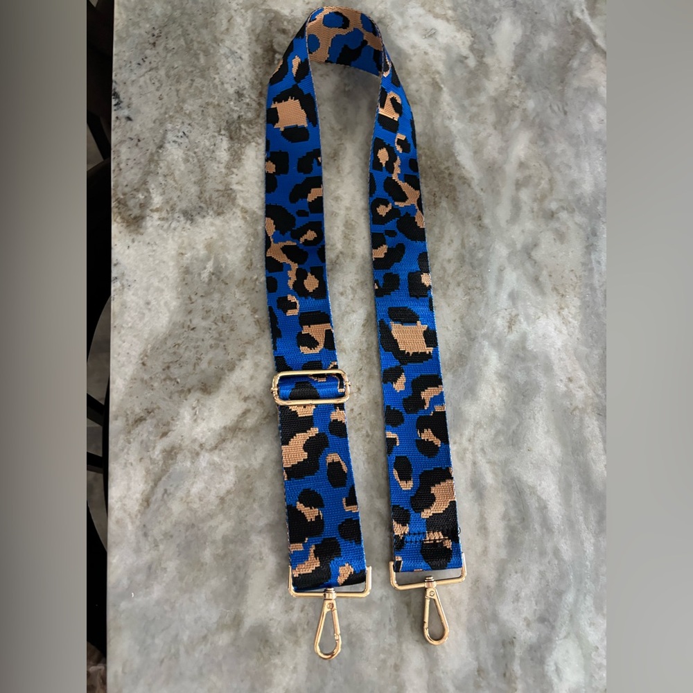 Leopard Print Shoulder Bag Strap - Blue and Brown